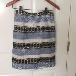 Beautiful blue, black and cream lace skirt